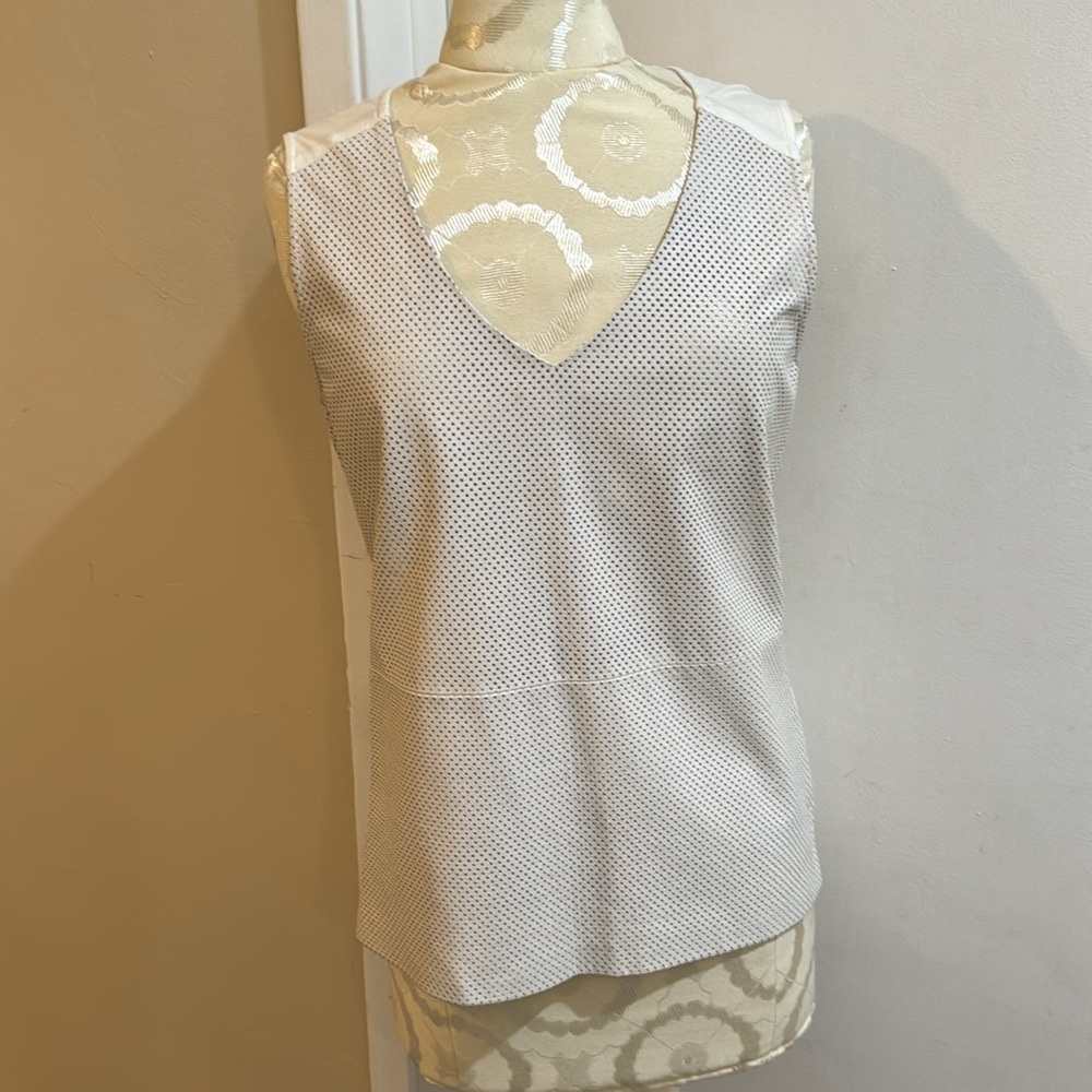 Leather 7 for All Mankind Cream Perforated Sleeveless Tank Top S